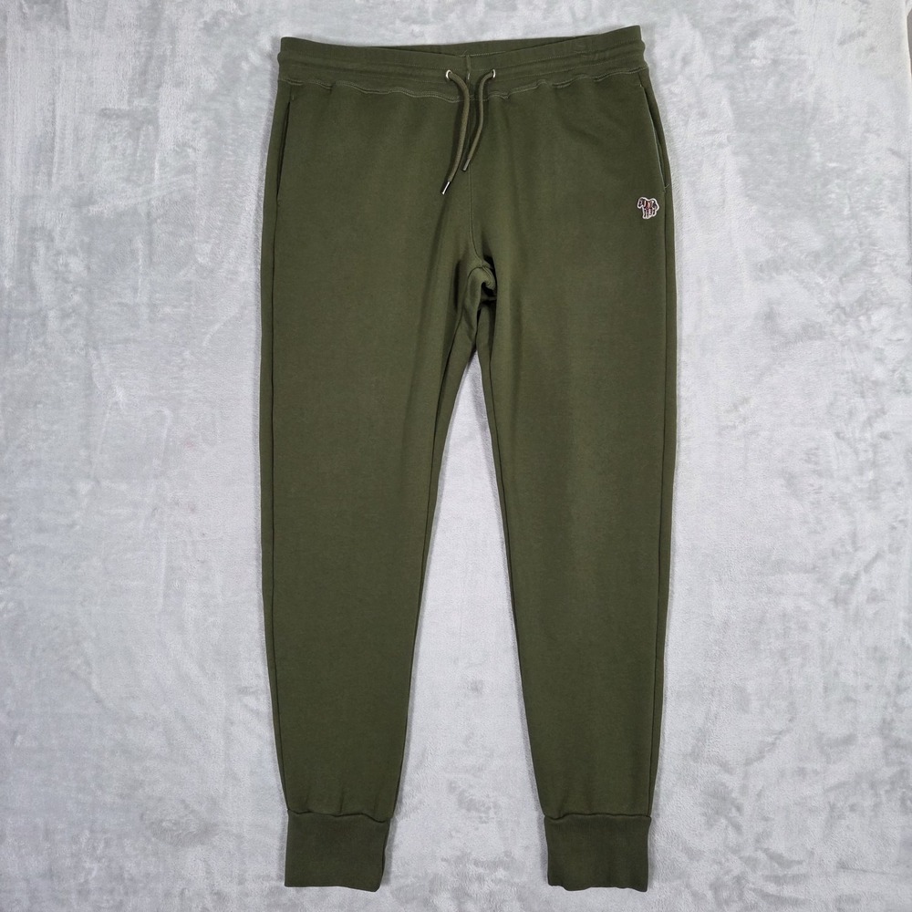 Paul Smith Mens XL Olive Green Jersey Cotton Lounge Jogger Pants Zebra Logo